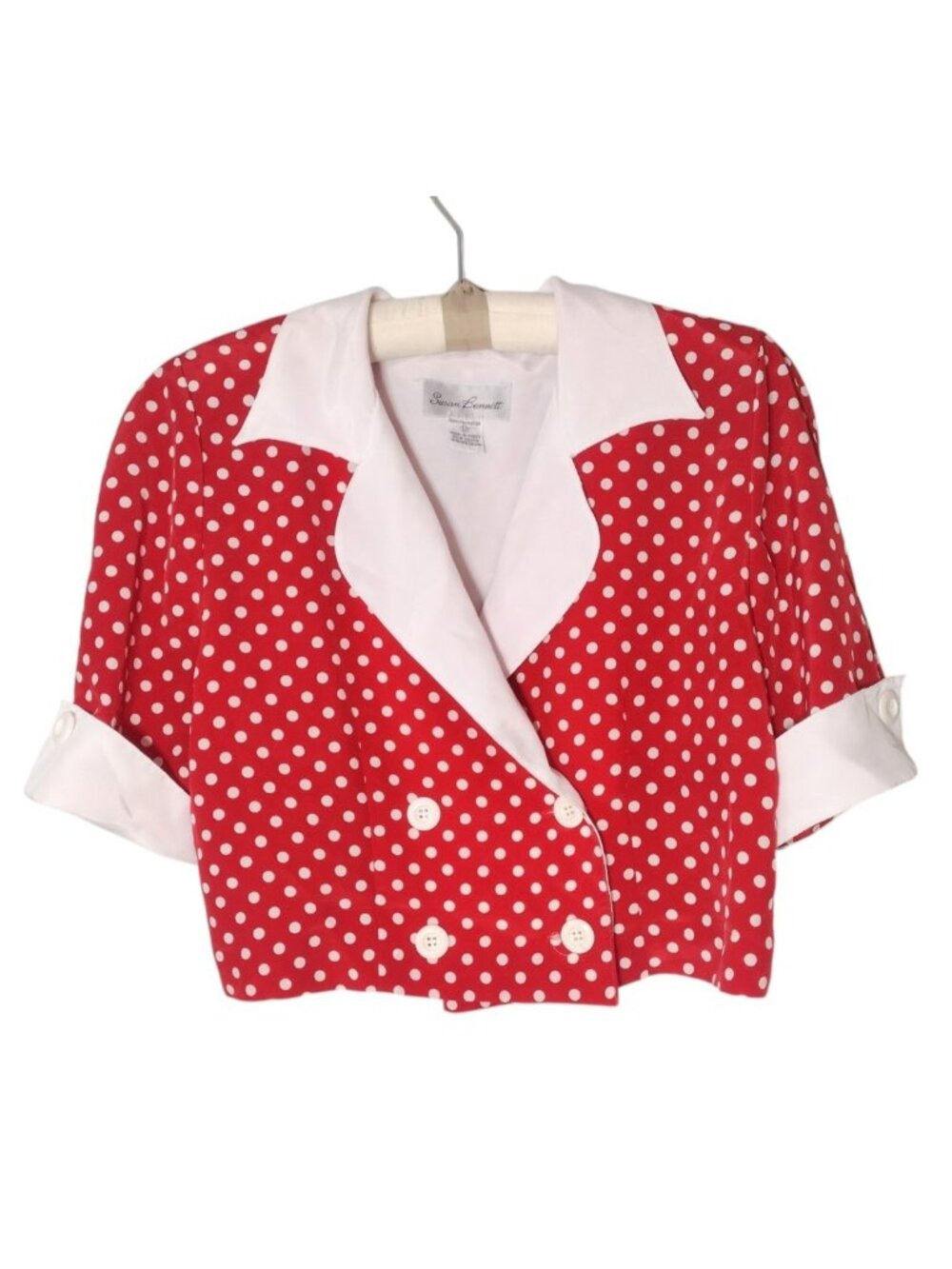 Susan Bennett Cropped Double Breasted Top 12 Vintage 80's Polka Dot